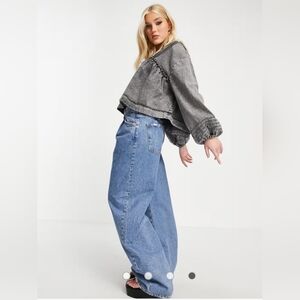 🆕️ Free People Charlotte Denim Blouse Black Wash Size: Small.